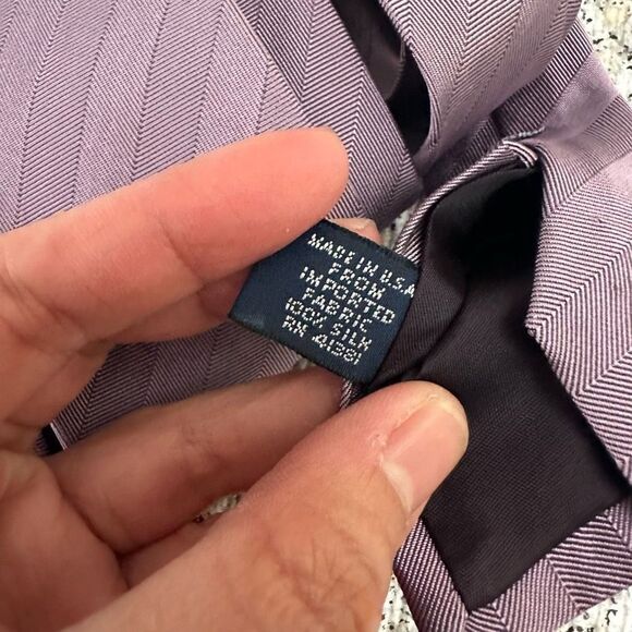 POLO by Ralph Lauren Purple 100% Silk Polo LOGO Mens Necktie - Picture 4 of 7